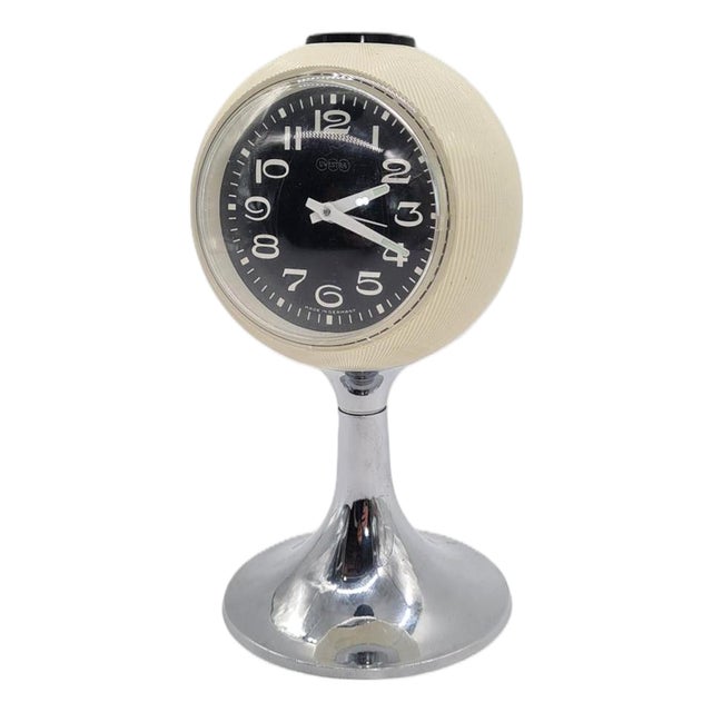 Space Age Alarm Clock in Chrome-Plated Steel, 1970s For Sale