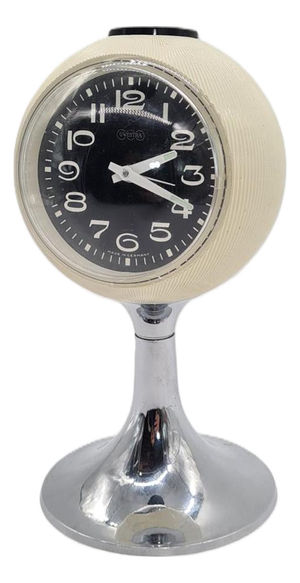 Space Age Alarm Clock in Chrome-Plated Steel, 1970s