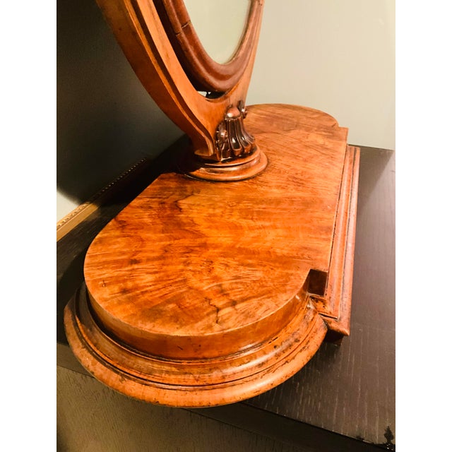 Wood Elegant Victorian Walnut Lyre-Form Dressing Mirror, Adjustable Tabletop Vanity, Circa 1870 For Sale - Image 7 of 11
