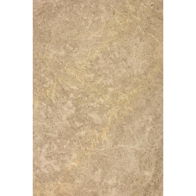 Pedestal Table with Bamboo-Style Gold Metal Base and Gray Marble Top For Sale - Image 3 of 7