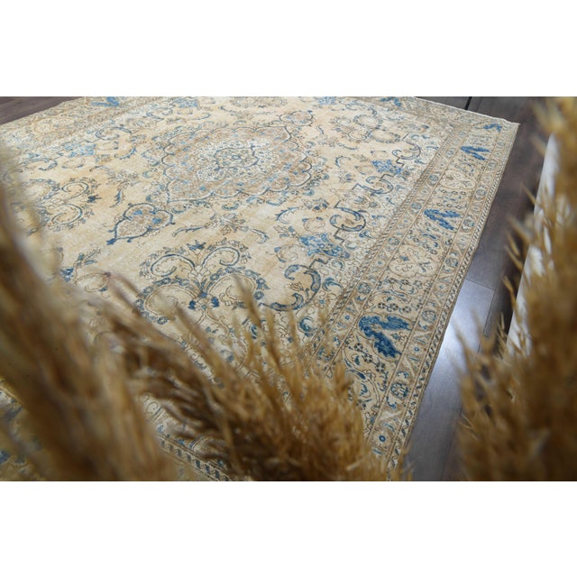 1970s 1970s Vintage Persian Handmade Wool Cotton Area Rug For Sale - Image 5 of 11