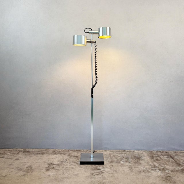 Adjustable Chrome Twin-Head Floor Lamp by Ronald Holmes for Conelight, 1960s For Sale - Image 12 of 12