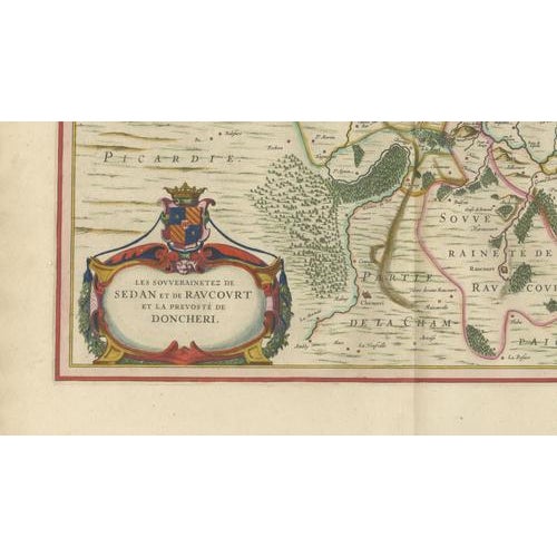 Antique Blaeu Map of Sedan & Donchery, 1642 For Sale - Image 3 of 9