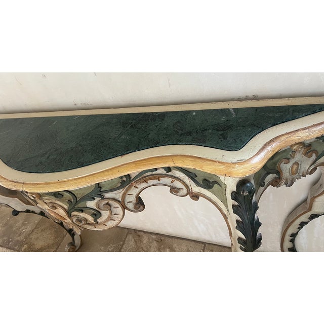 19th Century Rococo Style Italian Console Table Marble Top For Sale - Image 12 of 18