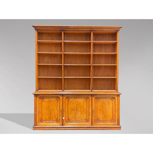 French Tall Oak Open Bookcase, 1850s For Sale - Image 9 of 12