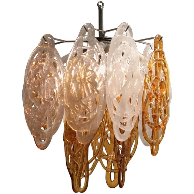 Italian Brown and White Murano Glass Pendant Lamp, 1960s For Sale - Image 6 of 6