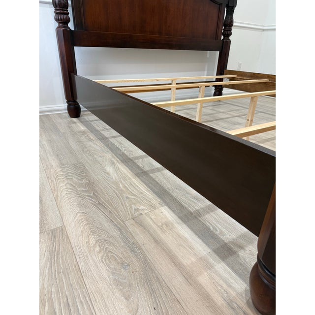 Brown Thomasville King Size Mahogany Cherry Four Poster Bed For Sale - Image 8 of 12