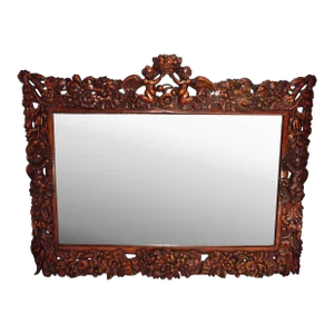 18th Italian Century Wood Carved Cherub Mirror