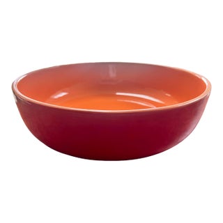 Vintage Crate & Barrel "Addison" Vibrant Two-Tone Orange and Red Glazed Ceramic Centerpiece Serving Bowl For Sale