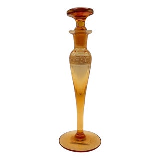 1920s Art Deco Peach Glass Perfume Bottle W/ Stopper by Steuben Aurene for Devilbiss For Sale