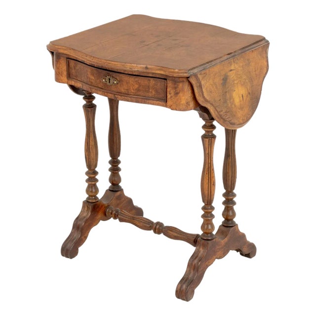 Antique Victorian Burl Walnut Pembroke Table, 19th Century For Sale