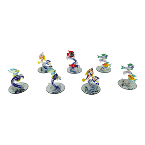 Vintage Italian Murano Glass Fish Figures-a Set of Seven