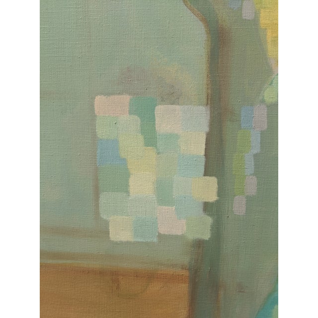 Wood Vintage Original Pixelated Botanical Still Life Painting Framed For Sale - Image 7 of 10