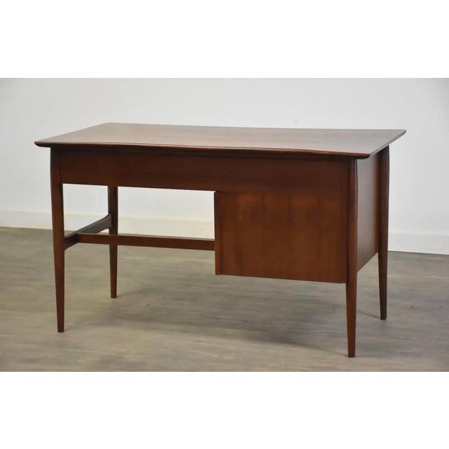 1960s Refinished Walnut Mid Century Desk For Sale In Boston - Image 6 of 10