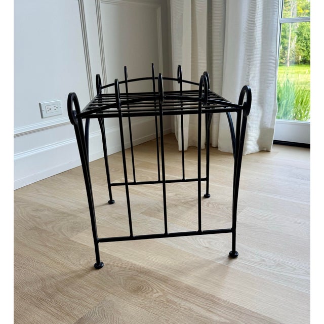 Vintage French Hand Forged Wrought Iron Vanity Bench For Sale - Image 4 of 10