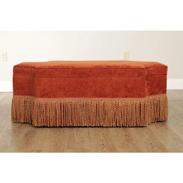 Massoud Furniture Early 21st Century Massoud Furniture Custom Upholstered Ottoman For Sale - Image 4 of 13