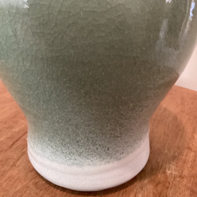 Vintage Green Celadon Glazed Bamboo Design Porcelain Vase by Richey Bellinger Circa1982 For Sale In Chicago - Image 6 of 12
