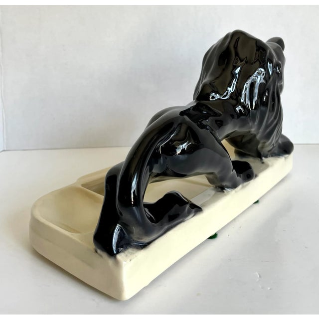 Vintage Glazed Ceramic Lion Tabletop Trinket Cachepot For Sale - Image 9 of 12