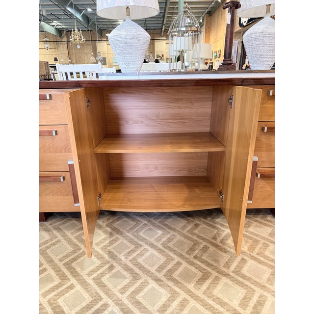 Italian Mid Century Modern Art Deco Credenza in Figured Wood Veneers For Sale - Image 9 of 12
