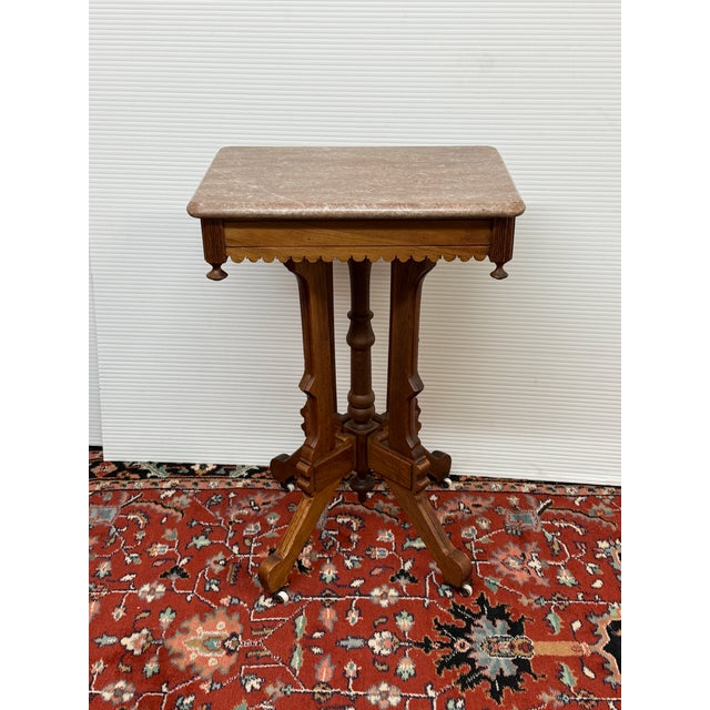 Victorian Victorian Eastlake Walnut Wood Parlor Table For Sale - Image 3 of 13