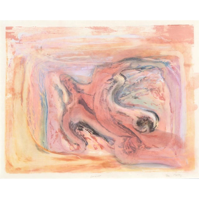 Abstract expressionist composition by Toni Morley (American, 20th Century). Titled "survivor" and signed "Toni Morley"...