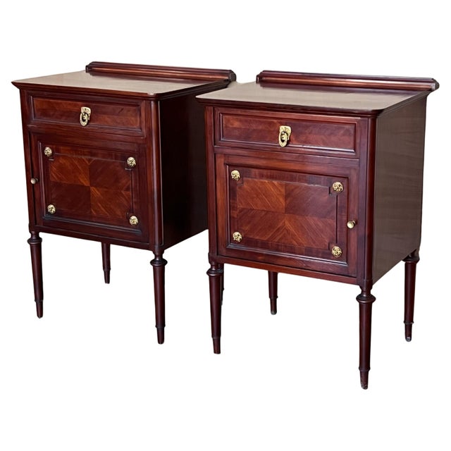 Pair of French Antique Bedside Cabinet Marquetry Nightstand, circa 1890 For Sale - Image 9 of 18