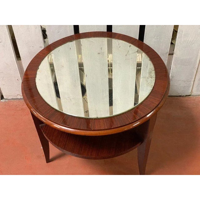 Art Deco Mahogany Pedestal Table with Mirrored Top For Sale - Image 6 of 10