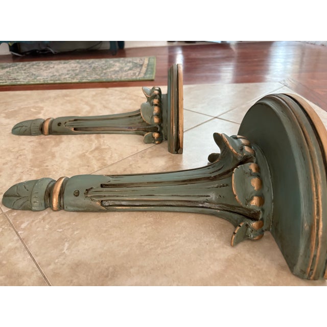 English Vintage Fluted Solid Wood Corbel Wall Brackets - A Pair For Sale - Image 3 of 9