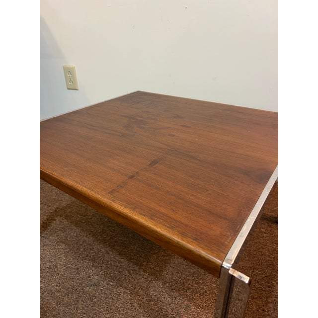 Chrome Mid-Century Modern Electa Stow Davis Walnut and Chrome Coffee Table For Sale - Image 8 of 8