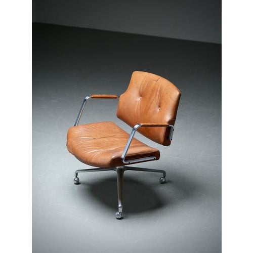 FK84 Desk Chair in Cognac Leather attributed to Fabricius and Kastholm for Kill International, Denmark, 1960s For Sale - Image 12 of 12