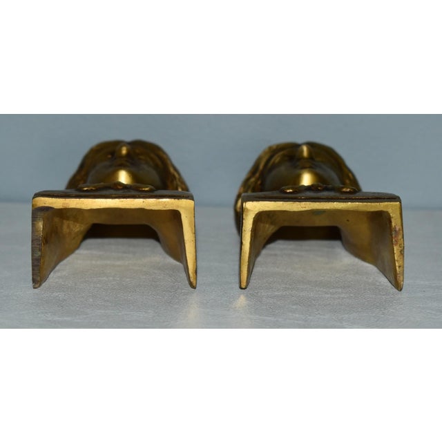 Antique Brass Ormolu Mounts French Empire Female Figure Caryatid Bust Pair For Sale - Image 12 of 12