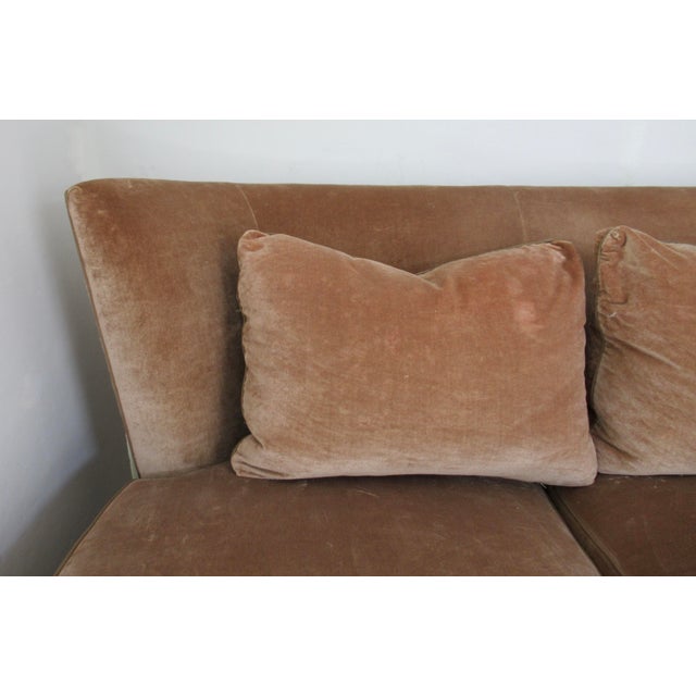 C. 2000 Donghia "Geneva," Coll. Walnut Framed Sofa With Donghia Cotton-Velvet Textile For Sale - Image 10 of 18