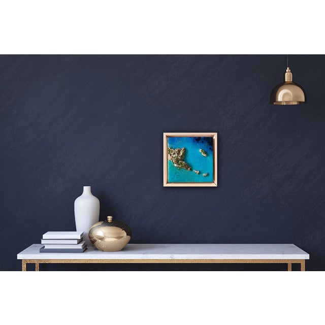 Early 21st Century Flying Over the Ocean #3 by Ana Hefco | Layered tinted resin & Mixed Media on wood panel abstract ocean scene For Sale - Image 5 of 5