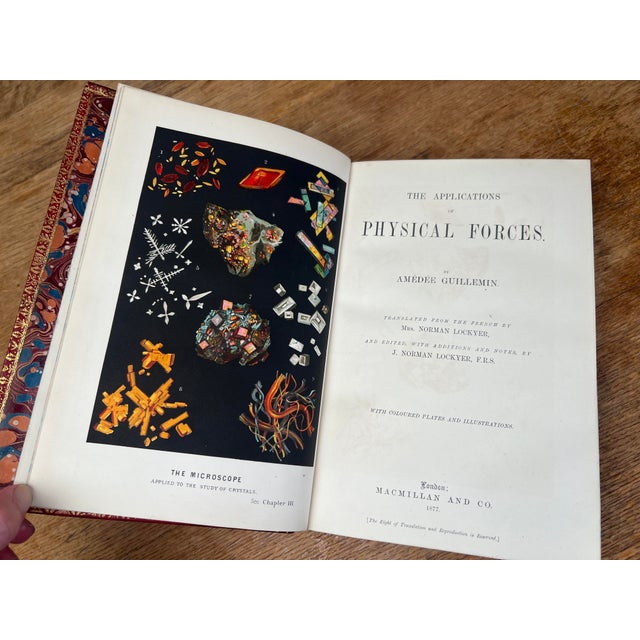 19th Century Fascinating Antique Victorian Science & Engineering Book Physical Forces by Guillemin Illustrated Red Leather Bound Home Library Decor For Sale - Image 5 of 10