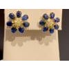 7 Petals Natural Sapphire and Diamonds Flower Post Earrings 18 Karat Yellow Gold For Sale - Image 16 of 18