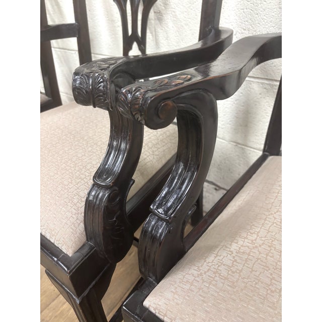 Late 20th Century Vintage Chippendale Dining Arm and Side Chairs - Set of 4 For Sale - Image 5 of 11