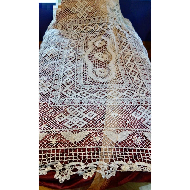 Antique Bobbin Lace Bed Throw For Sale - Image 9 of 18