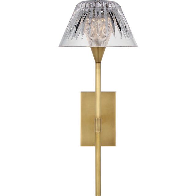 Brass Waterford for Visual Comfort Signature Blaze 14" Sconce in Natural Brass with Clear Crystal For Sale - Image 8 of 14