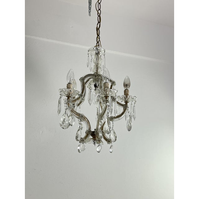 Mid-Century Italian 5-Light Crystal Chandelier, 1950s For Sale - Image 6 of 7