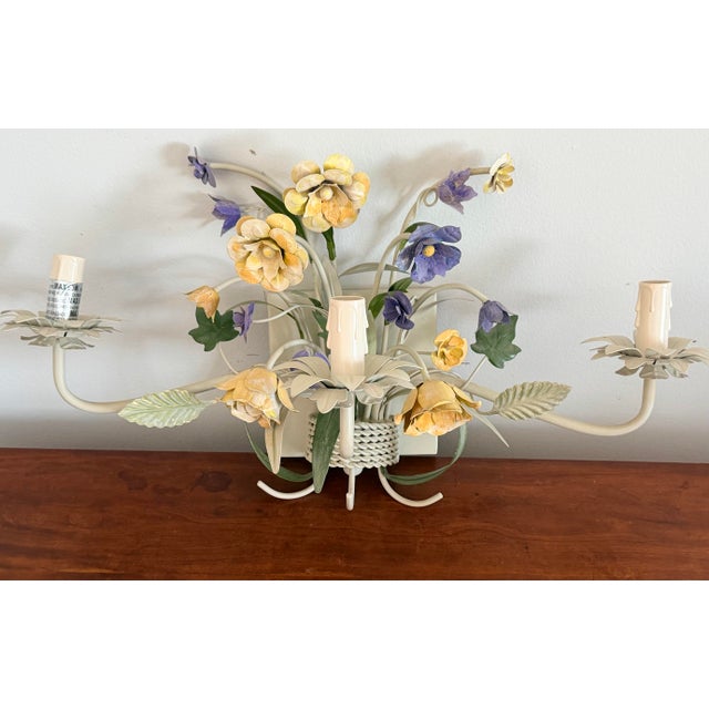 Single 3 Light wall sconce to match the 5 light chandelier I have listed. This measures 23" wide, 12" tall, 10" deep. In...