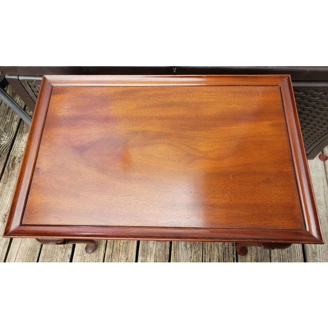 1950s English Mahogany Queen Anne Tray Top Tea Table by Hickory Chair For Sale - Image 11 of 13