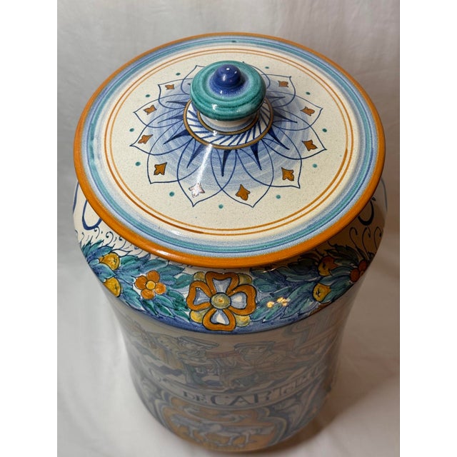 Deruta Italian Art Pottery Francesca Niccacci Hand Painted Large 17” Apothecary Pharmacy Jar For Sale - Image 9 of 12