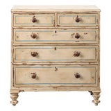 19th Century Victorian Two Over Three Painted Pine Chest With Blue Accents For Sale