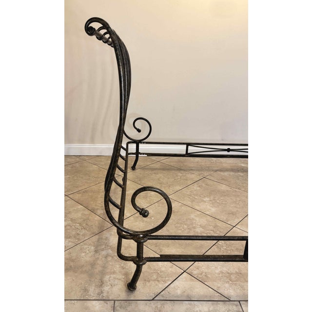 Metal Vintage Signed Brown Jordan "Autumn Guild" Wrought Iron Queen Sleigh Bed For Sale - Image 7 of 16