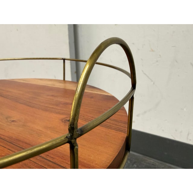 2010s West Elm Casted Tripod Round Side Table + Tray For Sale - Image 5 of 12