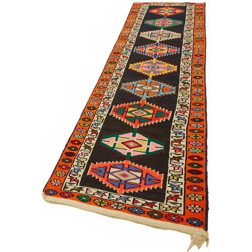 Boho Chic Multicolor Bohemian Runner Rug For Sale - Image 3 of 7