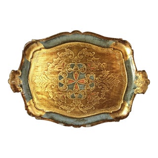 Vintage Italian Florentine Gilded Wood Tray For Sale