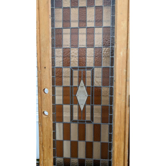Pair of Antique Stained Glass French Doors Tall 95"h Door Set For Sale - Image 14 of 18