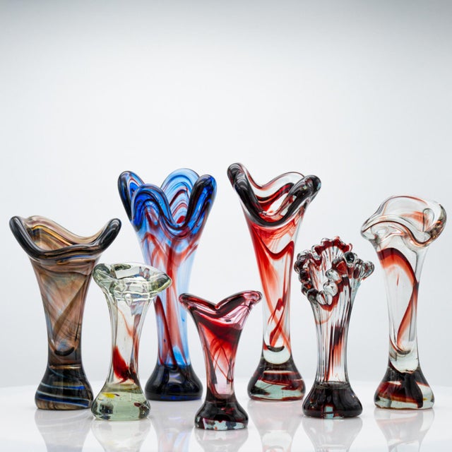 Murano Multi-Coloured Glass Vases, Italy, 1970s, Set of 7 For Sale - Image 3 of 18