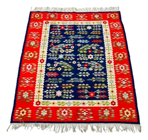 Crimson Floral Rug, 1940s